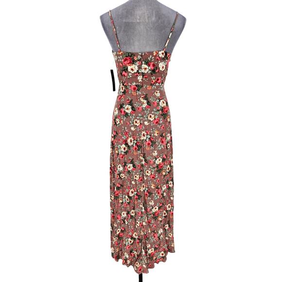 Lulus Dress Womens Small Terracotta Floral Maxi Back Zip Lined Beach Resort New - Picture 2 of 15